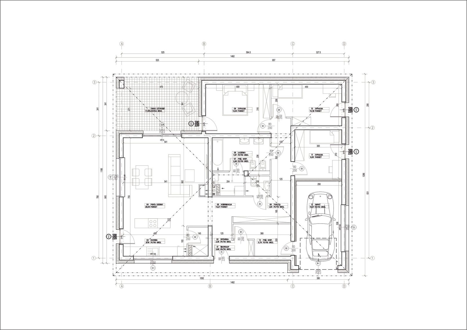 Parterowy dom pod lasem